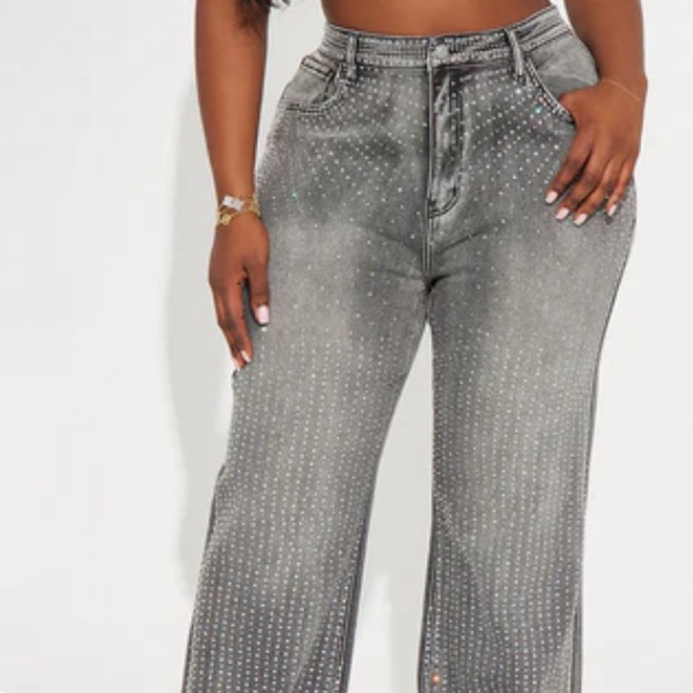 Studded Gray Denim Jeans